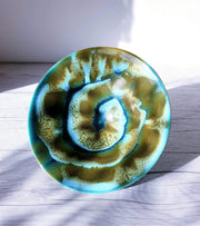 AnyesAttic Ceramic Ernst Lösche for Loesche-Keramik Studio Pottery Coastal Palette in Swirling Foam Glaze Dish | Rare