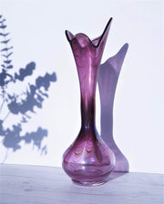 Erwin Eisch Glass Glass Erwin Eisch for Eisch Glashütte 1983 Iridescent Pulled Feather Matte Grape Purple Art Glass Vase