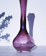 Erwin Eisch Glass Glass Erwin Eisch for Eisch Glashütte 1983 Iridescent Pulled Feather Matte Grape Purple Art Glass Vase