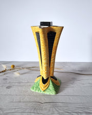 Etonia Ware Ceramic Etonia Ware, Art Deco Moderne, Elegant Series Yellow, Black and Green Segmented Vase, 1920s-30s