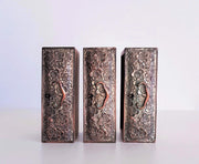 European Storage Antique European Japonisme / Japonism Copper and Wood, Sakura Relief Lockable Mini Chest of Drawers
