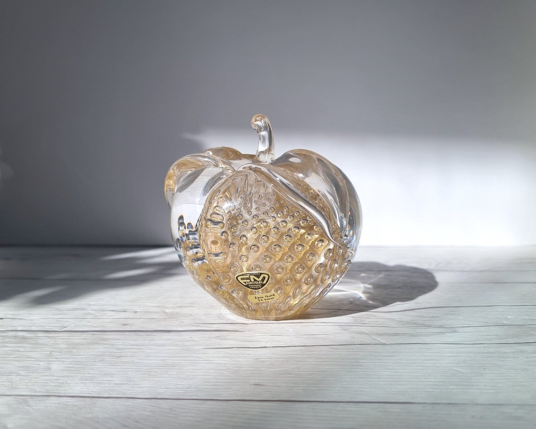 Fare Marcolin for FM Konstglas, 24k Gold Bullicante Art Crystal
