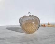 FM Konstglas Glass Fare Marcolin for FM Konstglas, 24k Gold Bullicante Art Crystal Apple, Sweden, 1960s-70s