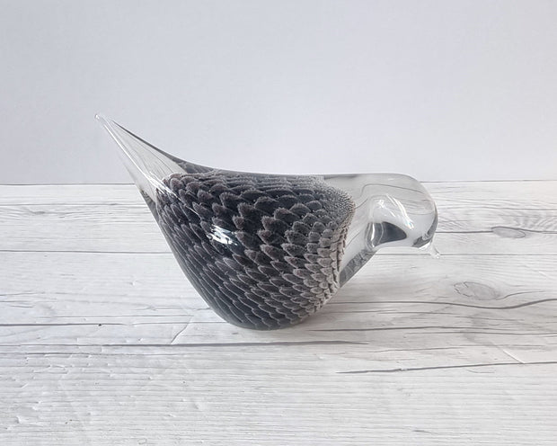 FM Konstglas Glass Fare Marcolin for FM Konstglas, Overlapping Feather Sfumato Art Crystal Bird, Sweden, 1960s