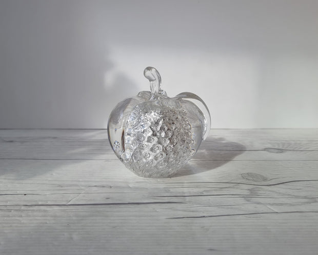 FM Konstglas Glass Fare Marcolin for FM Konstglas, Pure Silver Bullicante Art Crystal Apple and Pear, Sweden, 1960s