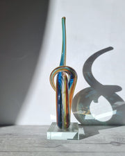 Murano Glass Filigrana Love Knot in White, Blue, Yellow and Red Palette, Abstract Art Glass Sculpture, 1980s-90s