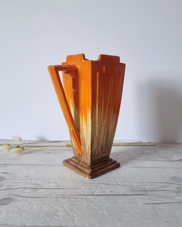 Wade Ceramics Ceramic Flaxman Ware by Wade Heath, Art Deco 'Castile 15' Form, Orange Helianthus Palette Jug Vase, 1930s