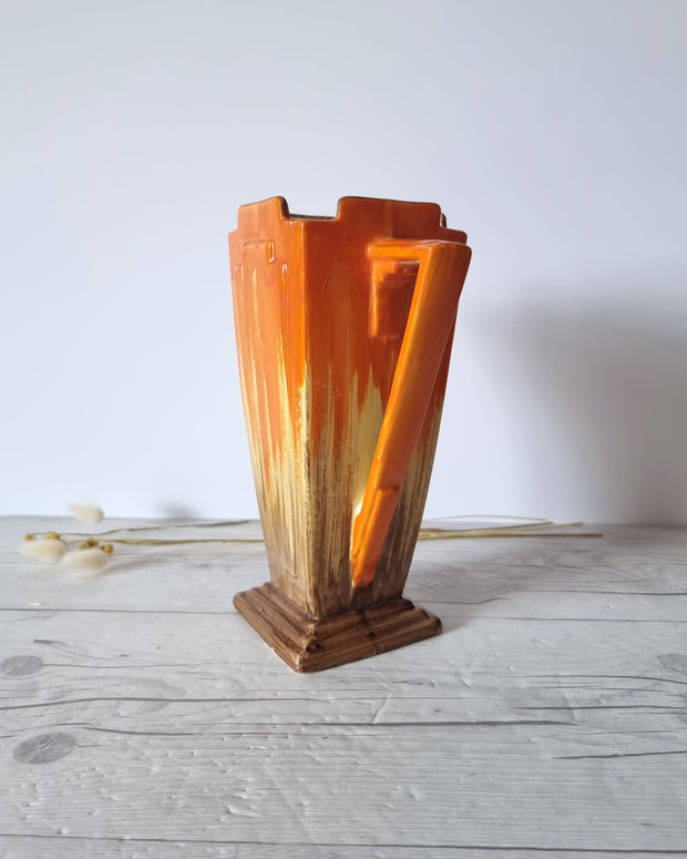 Wade Ceramics Ceramic Flaxman Ware by Wade Heath, Art Deco 'Castile 15' Form, Orange Helianthus Palette Jug Vase, 1930s