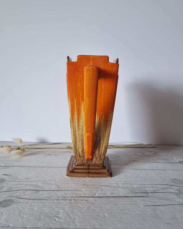 Wade Ceramics Ceramic Flaxman Ware by Wade Heath, Art Deco 'Castile 15' Form, Orange Helianthus Palette Jug Vase, 1930s