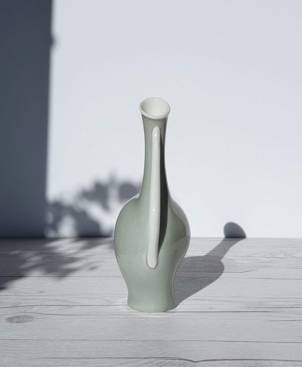 AnyesAttic Porcelain Fritz Heidenreich for Rosenthal, 1950s 'Pregnant Luise' in Grey and White, Modernist Orchid Vase