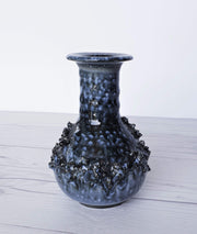 AnyesAttic Ceramic Glit Pottery, Iceland, REAL Lava 'Fat Lava' in Rare Slate Blue Glaze Ceramic Bud Vase, 1970s