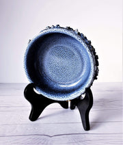 AnyesAttic Ceramic Glit Pottery, REAL Lava 'Fat Lava' in Rare 'Snow Blizzard' Blue Glaze Dish | Iceland, 1960-70s