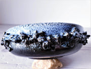 AnyesAttic Ceramic Glit Pottery, REAL Lava 'Fat Lava' in Rare 'Snow Blizzard' Blue Glaze Dish | Iceland, 1960-70s