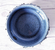 AnyesAttic Ceramic Glit Pottery, REAL Lava 'Fat Lava' in Rare 'Snow Blizzard' Blue Glaze Dish | Iceland, 1960-70s