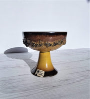 Glit Pottery Ceramic Glit Pottery, REAL Lava in Rare Dark Chocolate and Sunburst Yellow Chalice Bowl | Iceland, 1960-70s