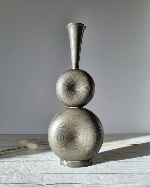 Havstad Metals Gunnar Havstad for Havstad, Modernist Pewter Sculptural Vase, Norweigan, 1950s