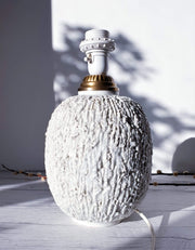 Rorstrand Lighting Gunnar Nylund for Rorstrand, Chamotte 'Hedgehog' Series Talc White Sculpted Lamp Base | 1940s-50s