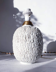 Rorstrand Lighting Gunnar Nylund for Rorstrand, Chamotte 'Hedgehog' Series Talc White Sculpted Lamp Base | 1940s-50s