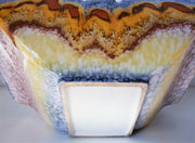 Haldensleben Keramik Ceramic 1960s Haldensleben Pottery Drip Glaze Blue Grey, Yellow and Paprika Ceramic Planter