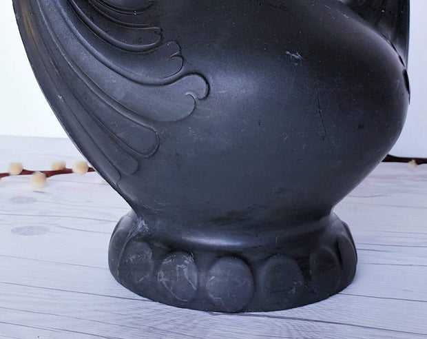 AnyesAttic Curio 1910s -30s Henker & Co. Art Nouveau Double-Handled Lavanite 'Anthracite' Stone Sculpted Vase