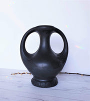 AnyesAttic Curio 1910s -30s Henker & Co. Art Nouveau Double-Handled Lavanite 'Anthracite' Stone Sculpted Vase