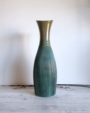 Upsala Ekeby Ceramic Hjordis Oldfors for Upsala Ekeby, 1958 Palma Series, Textured Gold and Teal Floor Vase, Sweden