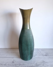 Upsala Ekeby Ceramic Hjordis Oldfors for Upsala Ekeby, 1958 Palma Series, Textured Gold and Teal Floor Vase, Sweden