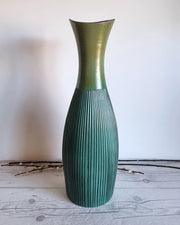 Upsala Ekeby Ceramic Hjordis Oldfors for Upsala Ekeby, 1958 Palma Series, Textured Gold and Teal Floor Vase, Sweden