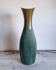 Upsala Ekeby Ceramic Hjordis Oldfors for Upsala Ekeby, 1958 Palma Series, Textured Gold and Teal Floor Vase, Sweden