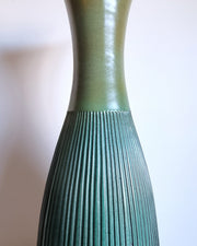 Upsala Ekeby Ceramic Hjordis Oldfors for Upsala Ekeby, 1958 Palma Series, Textured Gold and Teal Floor Vase, Sweden