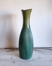 Upsala Ekeby Ceramic Hjordis Oldfors for Upsala Ekeby, 1958 Palma Series, Textured Gold and Teal Floor Vase, Sweden