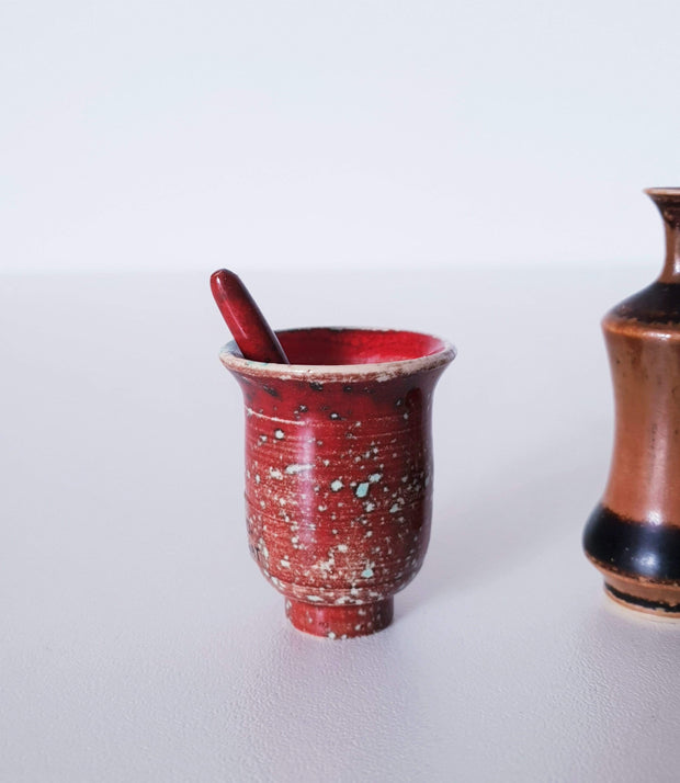 Höganäs Keramik Ceramic 1950s - 60s Höganäs Keramik, John Andersson, Set of 5 Miniature Ceramic Vases and Mortar & Pestle