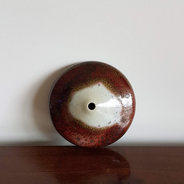 AnyesAttic Ceramic Ingeborg Zenker Studio Pottery, Earth Tones Crystalline Glaze Decor, 1971 Sculptural Ceramic