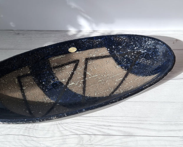 Upsala Ekeby Ceramic Ingrid Atterberg for Upsala Ekeby, 1957 'Chamotte' Series Sculptural Modernist Centrepiece Bowl