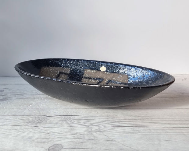 Upsala Ekeby Ceramic Ingrid Atterberg for Upsala Ekeby, 1957 'Chamotte' Series Sculptural Modernist Centrepiece Bowl