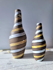 Upsala Ekeby Ceramic Ingrid Atterberg for Upsala Ekeby, Pair of 1949 'Spiral' Series Sculptural Earthenware Vases