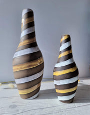 Upsala Ekeby Ceramic Ingrid Atterberg for Upsala Ekeby, Pair of 1949 'Spiral' Series Sculptural Earthenware Vases