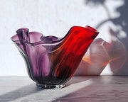 Hineri Iwatsu Glass Iwatsu Hineri Glassworks att, Scarlet and Violet Art Glass Abstract Anemone Centrepiece, 1960s-70s