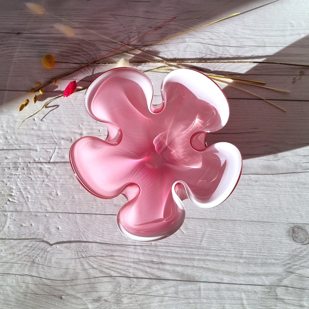 Iwatsu Hineri Glassworks, Sakura Pink and White Cased, Sculpted