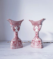 AnyesAttic Lighting Jacob E Bang for Nymolle, Pair of Double-Sided Illustrated Bougeoir Candlesticks | 1960s-70s, Rare