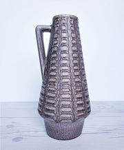 AnyesAttic Ceramic Jlkra (Ilkra) Textured 'Scales' Decor Blue Mocha Glaze Ceramic Pitcher Vase, 1970s, West German