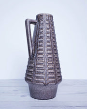 AnyesAttic Ceramic Jlkra (Ilkra) Textured 'Scales' Decor Blue Mocha Glaze Ceramic Pitcher Vase, 1970s, West German