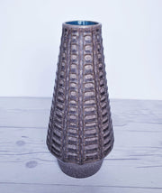 AnyesAttic Ceramic Jlkra (Ilkra) Textured 'Scales' Decor Blue Mocha Glaze Ceramic Pitcher Vase, 1970s, West German