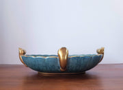 AnyesAttic Ceramic Josef Ekberg for Gustavsberg, 1930s Swedish Art Deco Lustreware Green and Gold Ceramic Dish