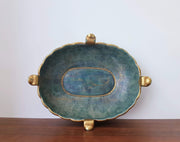 AnyesAttic Ceramic Josef Ekberg for Gustavsberg, 1930s Swedish Art Deco Lustreware Green and Gold Ceramic Dish