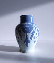 AnyesAttic Ceramic Josef Ekberg, 'Sgraffito' for Gustavsberg, 1909 Swedish Art Nouveau Floral Blue Ceramic Vase