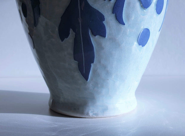 AnyesAttic Ceramic Josef Ekberg, 'Sgraffito' for Gustavsberg, 1909 Swedish Art Nouveau Floral Blue Ceramic Vase