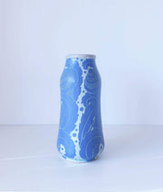 Gustavsberg Keramik Ceramic Josef Ekberg, 'Sgraffito' for Gustavsberg, 1918 Swedish Art Nouveau Floral Blue Ceramic Vase