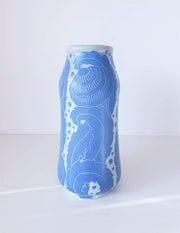 Gustavsberg Keramik Ceramic Josef Ekberg, 'Sgraffito' for Gustavsberg, 1918 Swedish Art Nouveau Floral Blue Ceramic Vase