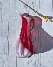 Kamei Glass Glass Kamei Glassworks, Handblown Sculpted Art Glass Vase in Red and White,1970s, Japanese